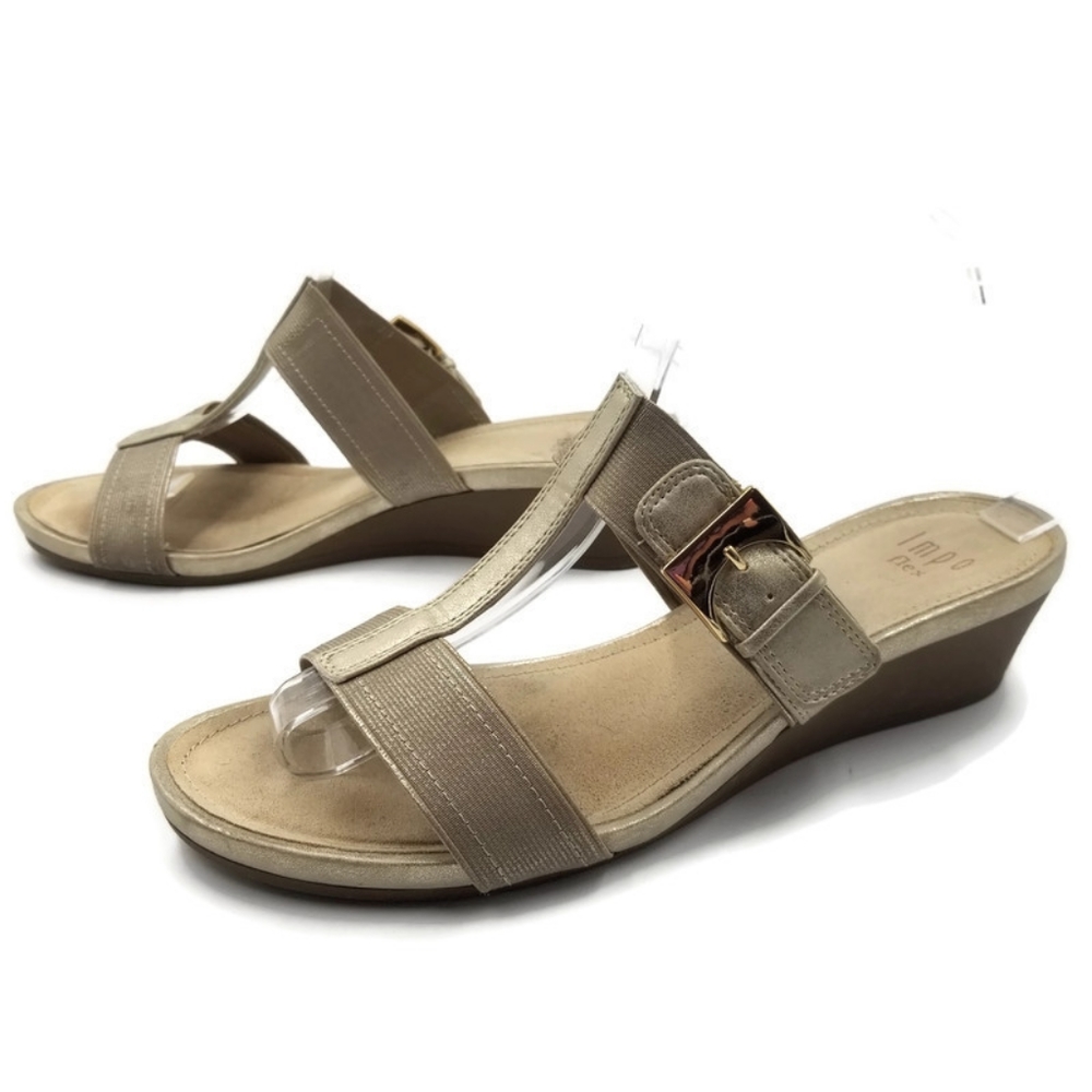 $3 Deal! Impo Flex gold wedge sandals buckles 10W